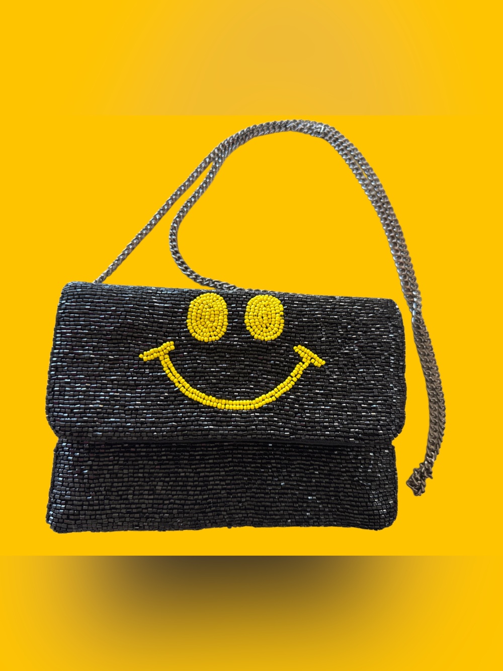 Beaded Smiley Face Wallet w/Chain Shoulder Strap- NEW!